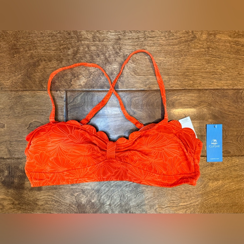 Orange Floral CupShe Swimsuit Top